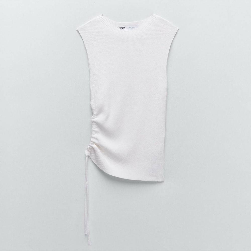 Zara White Knit Sleeveless Top